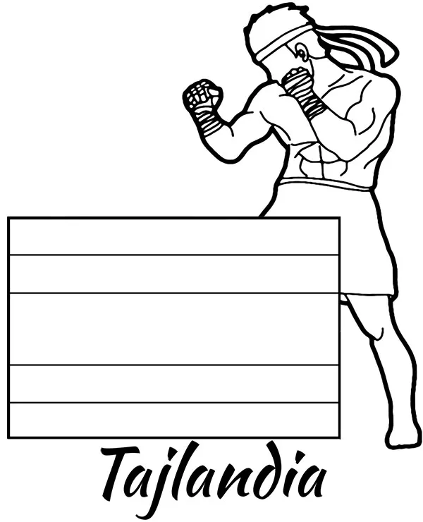 Kolorowanka - Kolorowanka do druku Tajlandia flaga tajska