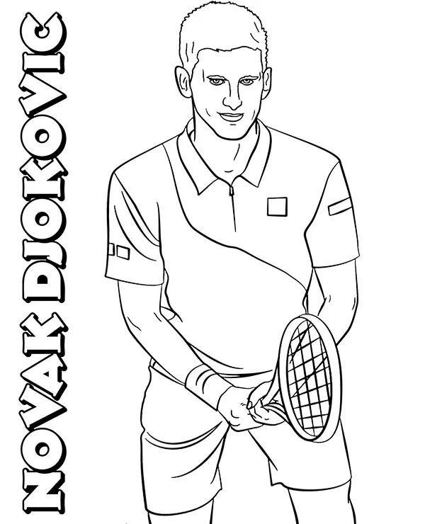 Novak Djokovic tenisista kolorowanka dla dzieci
