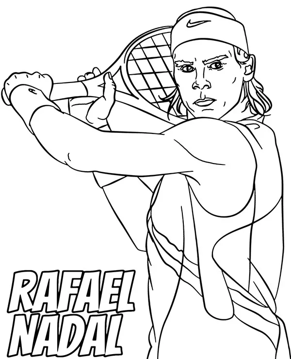 Rafael Nadal tenisista kolorowanka dla dzieci