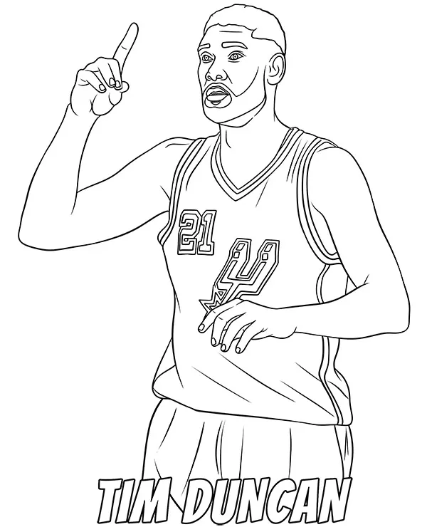 Tim Duncan koszykarz kolorowanka dla dzieci