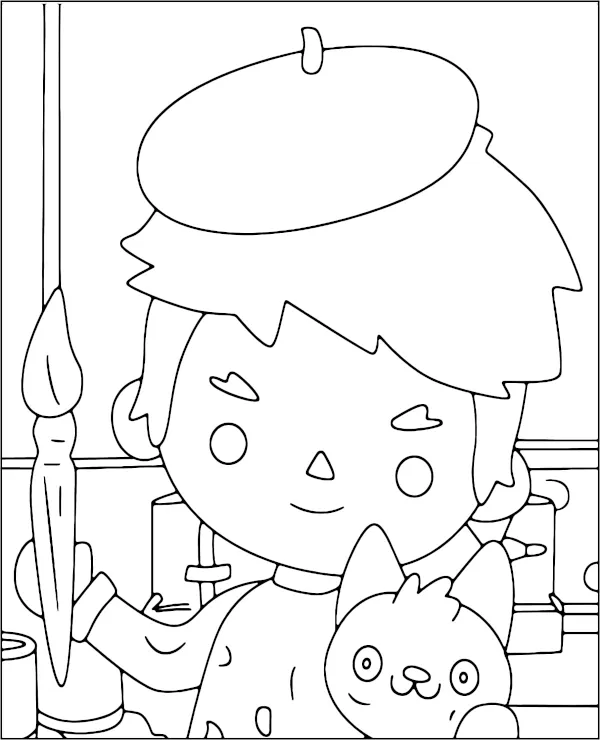 Toca Boca malarz kolorowanka do druku