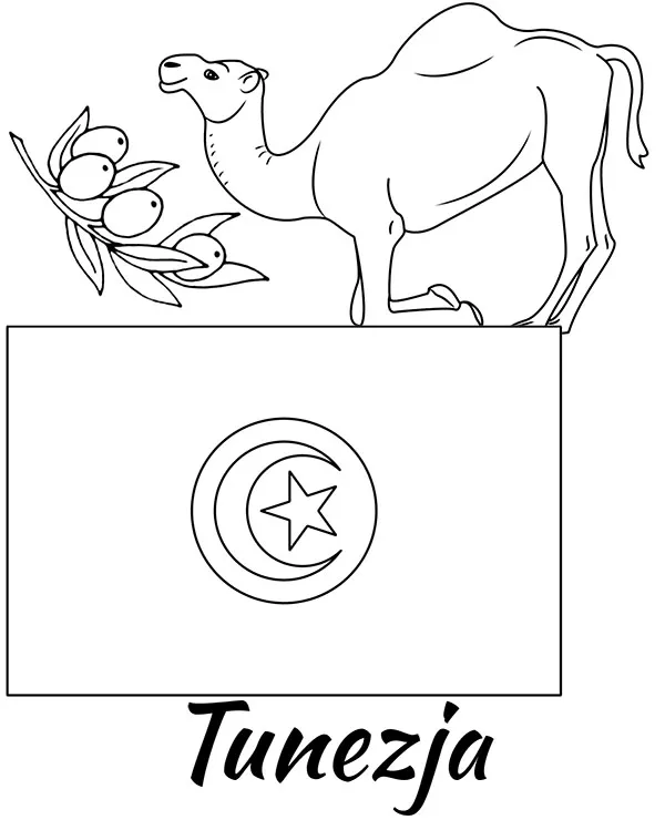 Tunezja flaga kolorowanka do druku