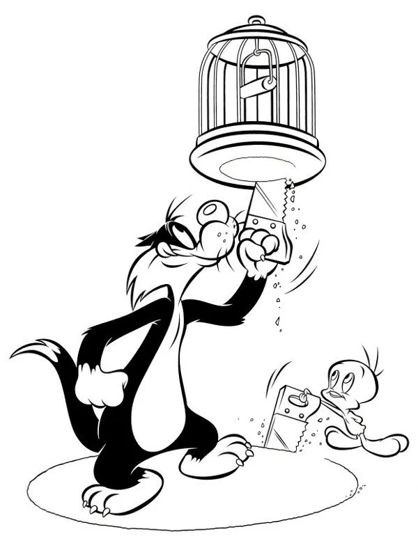 Tweety sylwester kolorowanka do druku dla dzieci