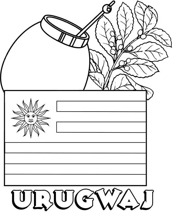 Urugwaj flaga yerba mate kolorowanka do druku