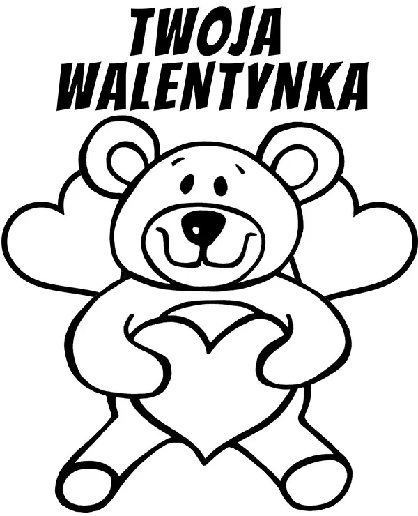 Walentynki kolorowanka do druku mis pluszowy