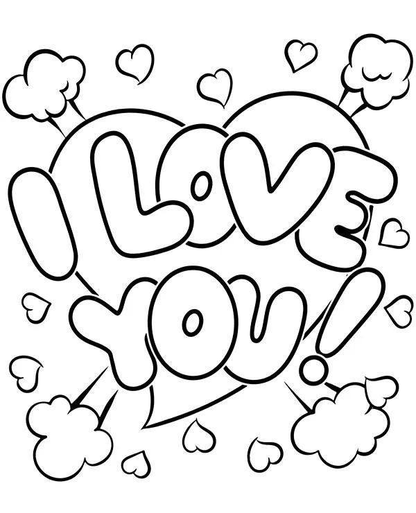 Walentynki kolorowanka dla dzieci I love you