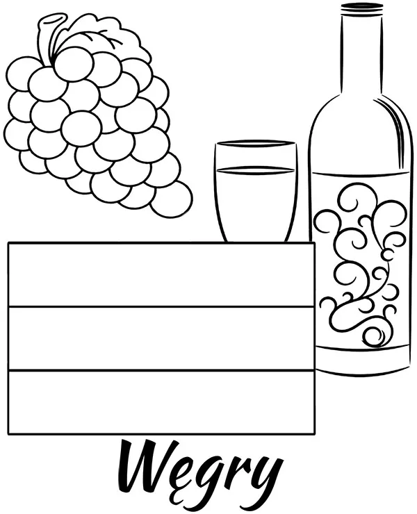 Węgry flaga wino kolorowanka do druku