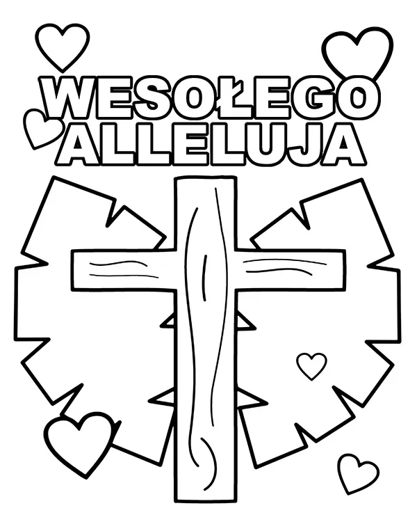 Kolorowanka - Wesołego Alleluja kartka kolorowanka do druku