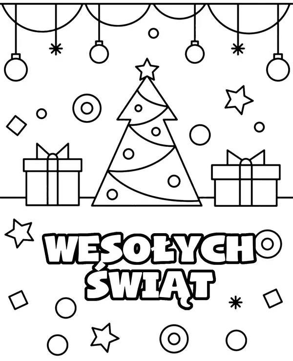 Kolorowanka - Wesołych Świąt kartka kolorowanka dekoracje