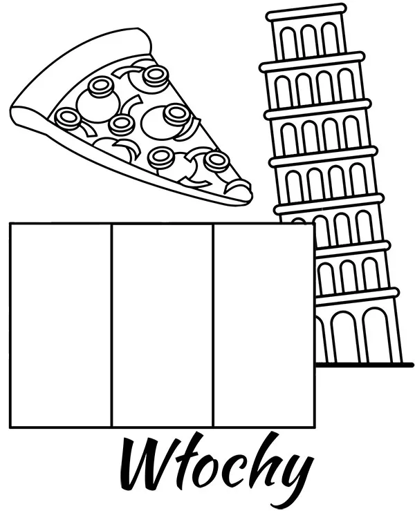 Włochy flaga pizza kolorowanka do druku dla dzieci