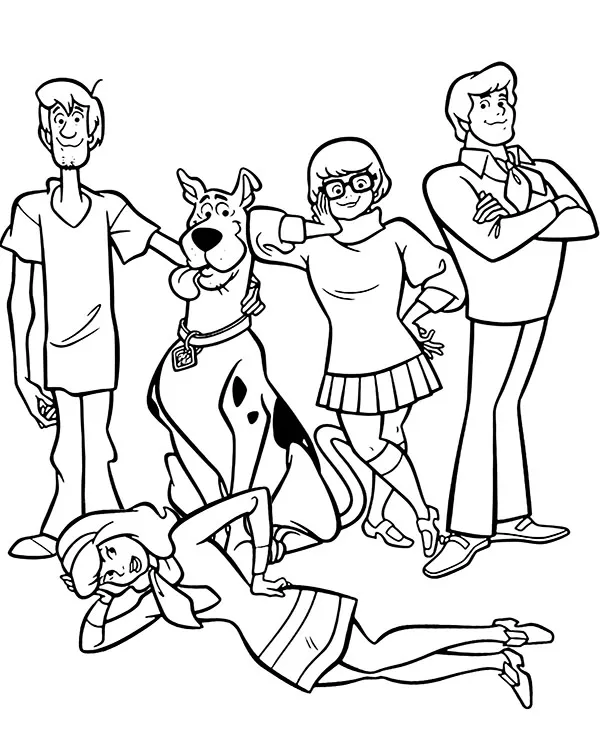 Kolorowanka Scooby Doo i bohaterowie do druku dla dzieci