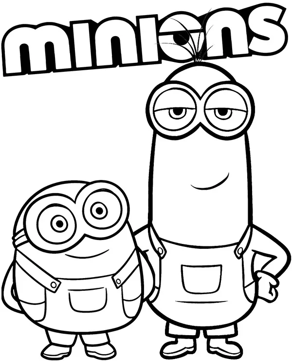 Zabawna kolorowanka dwa minionki do druku