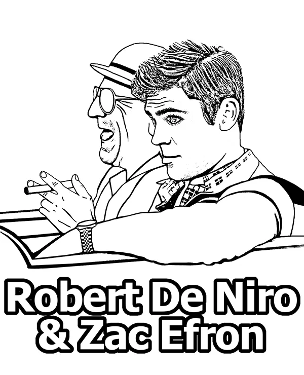 Kolorowanka Zac Efron i Robert De Niro do druku