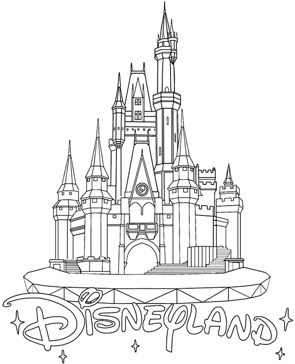 Zamek Disneyland kolorowanka do druku dla dzieci