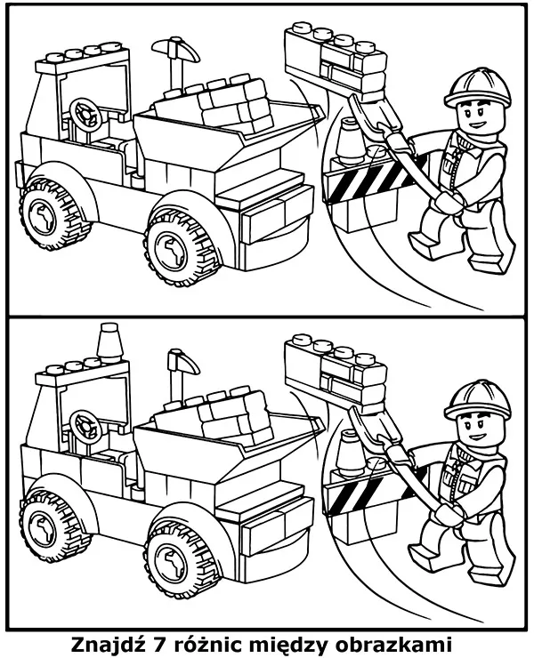 Znajdź 7 różnic Lego City kolorowanka do druku