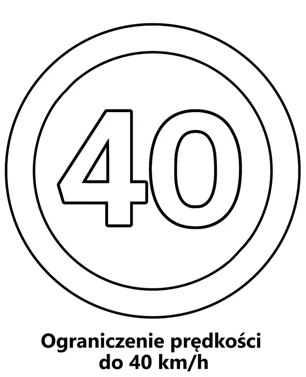 Kolorowanka znak drogowy ograniczenie prędkości do druku