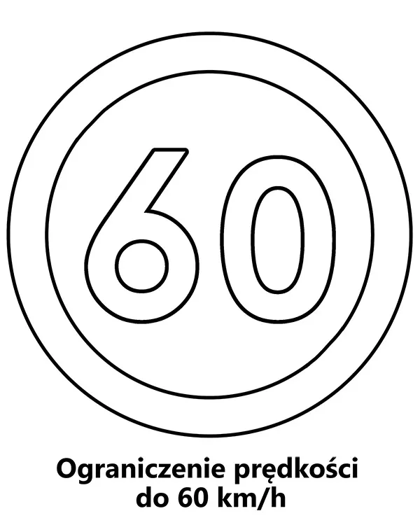 Kolorowanka znak drogowy ograniczenie prędkości do druku