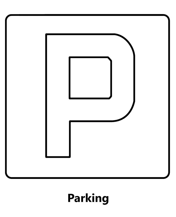 Kolorowanka znak drogowy parking do druku dla dzieci