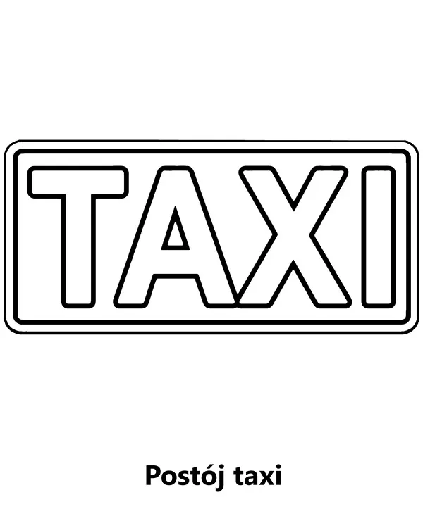 Kolorowanka - Kolorowanka znak drogowy postój taxi do druku