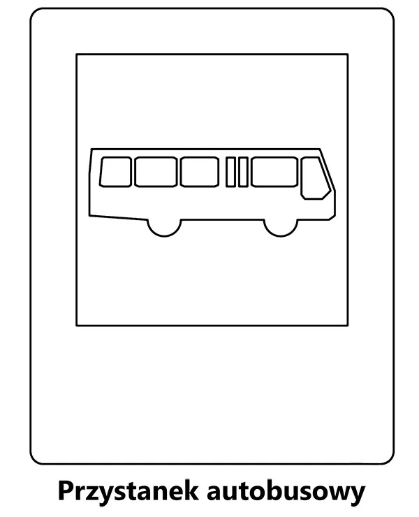 Kolorowanka znak drogowy przystanek autobusowy do druku