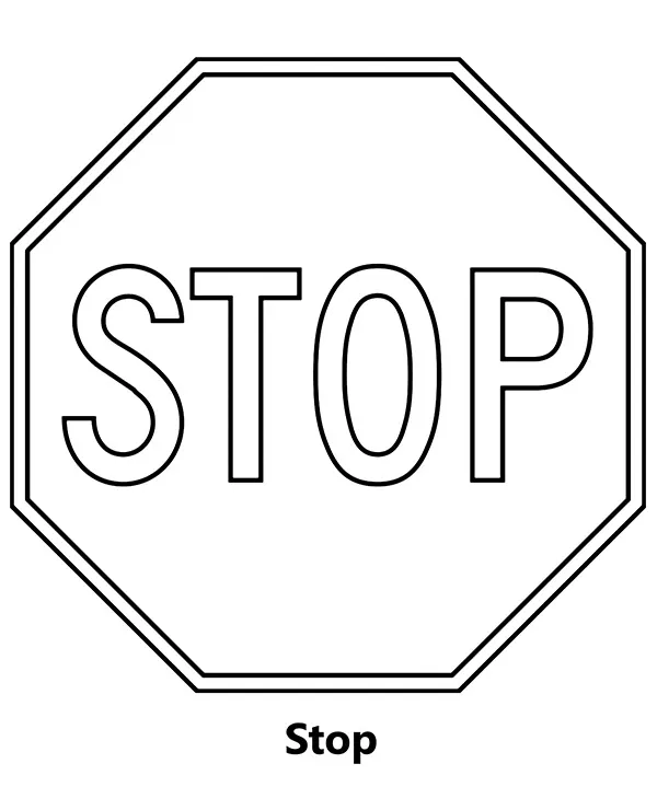 Kolorowanka znak drogowy stop do druku dla dzieci