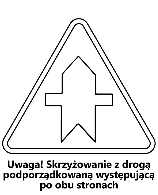 Kolorowanka do druku: znak skrzyżowanie podporządkowane